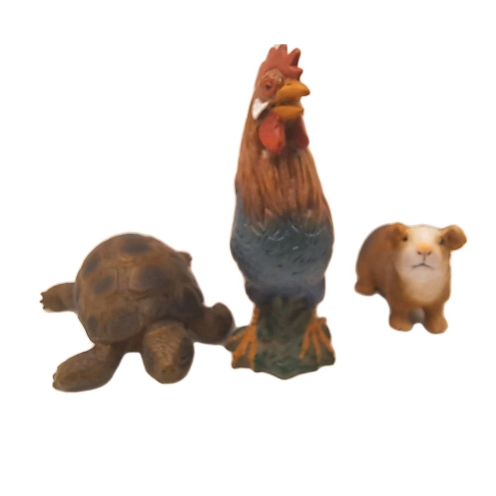 Vintage SCHLEICH Lot of 3  Animal Figures Rooster Guinea Pig Turtle